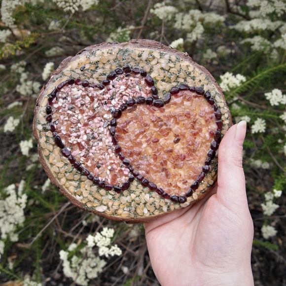 Soulmate Twin Flames Crystal Grid Wood Decor - Picture 1 of 7
